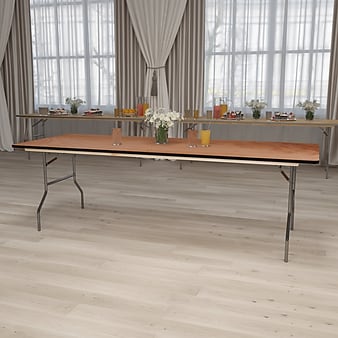 Flash Furniture Folding Table, 96" x 36", Wood Grain (XA-3696-P-GG)