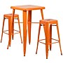 Flash Furniture Stone Indoor-Outdoor Bar Table Set with 2 Square Seat Backless Stools, 27.75" x 27.75", Orange (CH31330B230SQOR)~#|#~sp81612671_sc7