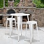 Flash Furniture Stone Indoor-Outdoor Bar Table Set with 2 Square Seat Backless Stools, 27.75" x 27.75", White (CH31330B230SQWH)~#|#~sp81612677_sc7