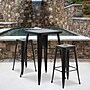 Flash Furniture Stone Indoor-Outdoor Bar Table Set with 2 Square Seat Backless Stools, 27.75" x 27.75", Black (CH31330B230SQBK)~#|#~sp81612681_sc7