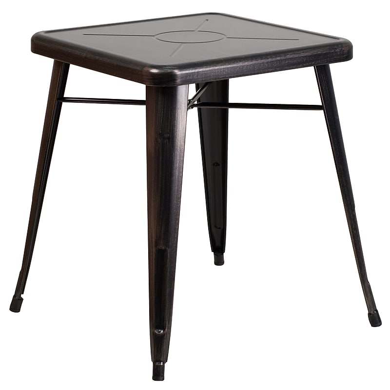 Flash Furniture Prince Indoor-Outdoor Square Table, 23.75" x 23.75", Black-Antique Gold (CH3133029BQ) image 1