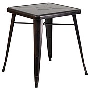 Flash Furniture Square Metal Indoor/Outdoor Table, 27.75" x 27.75", Black/Antique Gold (CH3133029BQ)