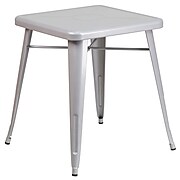 Flash Furniture 24'' Square Metal Indoor/Outdoor Table; Silver (CH3133029SIL)