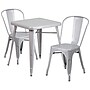 Flash Furniture Owen Indoor-Outdoor Table Set with 2 Stack Chairs, 27.75" x 27.75", Silver (CH31330230SIL)~#|#~sp81612747_sc7