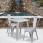 Flash Furniture Owen Indoor-Outdoor Table Set with 2 Stack Chairs, 27.75" x 27.75", Silver (CH31330230SIL)~#|#~sp81612749_sc7