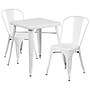 Flash Furniture Owen Indoor-Outdoor Table Set with 2 Stack Chairs, 27.75" x 27.75", White (CH31330230WH)~#|#~sp81612940_sc7