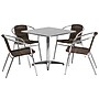Flash Furniture Lila Indoor-Outdoor 31.5'' Square Table Set with 4 Rattan Chairs, Dark Brown (TLH32SQ020CHR4)~#|#~sp81612983_sc7