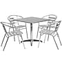 Flash Furniture Lila Indoor-Outdoor 31.5'' Square Table Set with 4 Slat Back Chairs, Aluminum (TLH32SQ017BCHR4)~#|#~sp81613024_sc7
