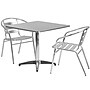Flash Furniture Lila Indoor-Outdoor 31.5'' Square Table Set with 2 Slat Back Chairs, Aluminum (TLH32SQ017BCHR2)~#|#~sp81613048_sc7