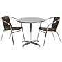 Flash Furniture Lila Indoor-Outdoor 31.5'' Round Table Set with 2 Rattan Chairs, Dark Brown (TLH32RD020CHR2)~#|#~sp81613090_sc7