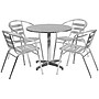 Flash Furniture Lila Indoor-Outdoor 31.5'' Round Table Set with 4 Slat Back Chairs, Aluminum (TLH32RD017BCHR4)~#|#~sp81613111_sc7