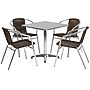 Flash Furniture Lila Indoor-Outdoor 27.5'' Square Table Set with 4 Rattan Chairs, Dark Brown (TLH28SQ020CHR4)~#|#~sp81613149_sc7