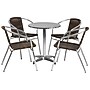 Flash Furniture Lila Indoor-Outdoor 23.5'' Round Table Set with 4 Rattan Chairs, Dark Brown (TLH24RD020CHR4)~#|#~sp81613156_sc7