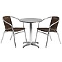 Flash Furniture Lila Indoor-Outdoor 23.5'' Round Table Set with 2 Rattan Chairs, Dark Brown (TLH24RD020CHR2)~#|#~sp81613239_sc7
