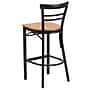Flash Furniture HERCULES Series Traditional Metal Two-Slat Ladder Back Restaurant Barstool, Black/Natural Wood (XU6R9BLADBARNTW)~#|#~sp81615420_sc7