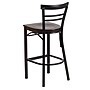 Flash Furniture HERCULES Series Traditional Metal Two-Slat Ladder Back Restaurant Barstool, Black/Walnut Wood (XU6R9BLADBARWAW)~#|#~sp81615425_sc7