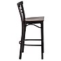 Flash Furniture HERCULES Series Traditional Metal Two-Slat Ladder Back Restaurant Barstool, Black/Walnut Wood (XU6R9BLADBARWAW)~#|#~sp81615426_sc7