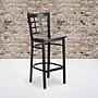 Flash Furniture HERCULES Series Traditional Metal Window Back Restaurant Barstool, Black/Walnut Wood (XU6R7BWINBARWAW)~#|#~sp81615443_sc7