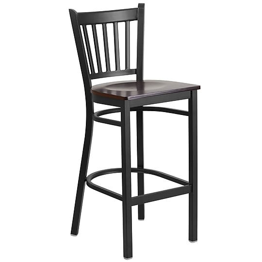 Flash Furniture HERCULES Series Traditional Metal Vertical Back Restaurant Barstool, Black/Walnut Wood (XUDG6R6BVRTWALW)~#|#~sp81615452_sc7