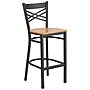 Flash Furniture HERCULES Series Traditional Metal X-Back Restaurant Barstool, Black/Natural Wood (XU6FOBXBARNTW)~#|#~sp81615507_sc7