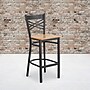 Flash Furniture HERCULES Series Traditional Metal X-Back Restaurant Barstool, Black/Natural Wood (XU6FOBXBARNTW)~#|#~sp81615508_sc7