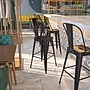 Flash Furniture Kai Contemporary Metal Slat Back Bar Stool, Black-Antique Gold (CH3132030GBBQ)~#|#~sp81615523_sc7