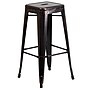 Flash Furniture Kai Industrial Metal Bar Stool without Back, Black-Antique Gold (CH3132030BQ)~#|#~sp81615560_sc7