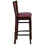 Flash Furniture Darby Series Traditional Wood Slat Back Restaurant Barstool, Walnut Wood/Burgundy (XUDGW018BWABGV)~#|#~sp81615580_sc7