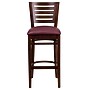 Flash Furniture Darby Series Traditional Wood Slat Back Restaurant Barstool, Walnut Wood/Burgundy (XUDGW018BWABGV)~#|#~sp81615581_sc7