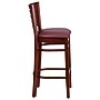 Flash Furniture Darby Series Traditional Wood Slat Back Restaurant Barstool, Mahogany Wood/Burgundy (XUDGW018BMABGV)~#|#~sp81615590_sc7