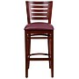 Flash Furniture Darby Series Traditional Wood Slat Back Restaurant Barstool, Mahogany Wood/Burgundy (XUDGW018BMABGV)~#|#~sp81615591_sc7