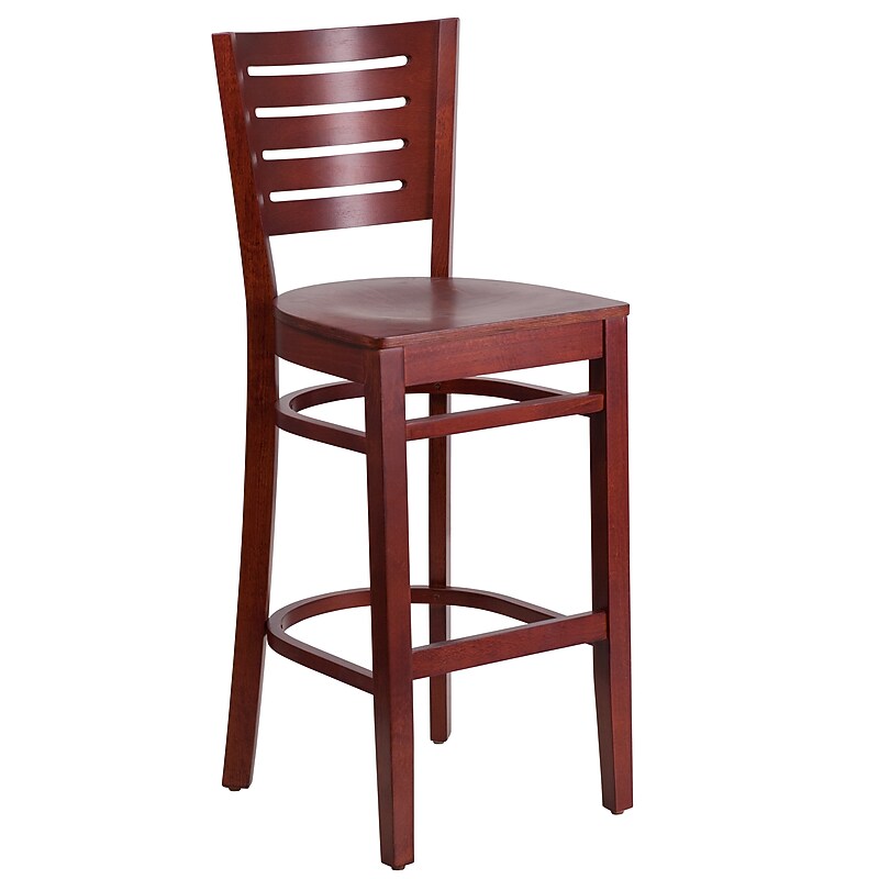 Flash Furniture Darby Series Traditional Wood Slat Back Restaurant Barstool, Mahogany Wood (XUDGW018BMA) image 1