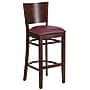Flash Furniture Lacey Series Traditional Wood Full Back Restaurant Barstool, Walnut Wood/Burgundy (XUDGW094BWABGV)~#|#~sp81615608_sc7