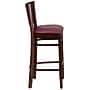 Flash Furniture Lacey Series Traditional Wood Full Back Restaurant Barstool, Walnut Wood/Burgundy (XUDGW094BWABGV)~#|#~sp81615611_sc7