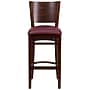 Flash Furniture Lacey Series Traditional Wood Full Back Restaurant Barstool, Walnut Wood/Burgundy (XUDGW094BWABGV)~#|#~sp81615612_sc7