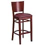 Flash Furniture Lacey Series Traditional Wood Full Back Restaurant Barstool, Mahogany Wood/Burgundy (XUDGW094BMABGV)~#|#~sp81615631_sc7