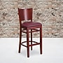 Flash Furniture Lacey Series Traditional Wood Full Back Restaurant Barstool, Mahogany Wood/Burgundy (XUDGW094BMABGV)~#|#~sp81615632_sc7