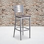 Flash Furniture HERCULES Series Traditional Metal Slat Back Restaurant Barstool, Silver/Mahogany Wood (XUDG60402BMAW)~#|#~sp81615682_sc7