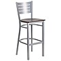 Flash Furniture HERCULES Series Traditional Metal Slat Back Restaurant Barstool, Silver/Walnut Wood (XUDG60402BWAW)~#|#~sp81615691_sc7
