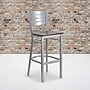 Flash Furniture HERCULES Series Traditional Metal Slat Back Restaurant Barstool, Silver/Walnut Wood (XUDG60402BWAW)~#|#~sp81615692_sc7