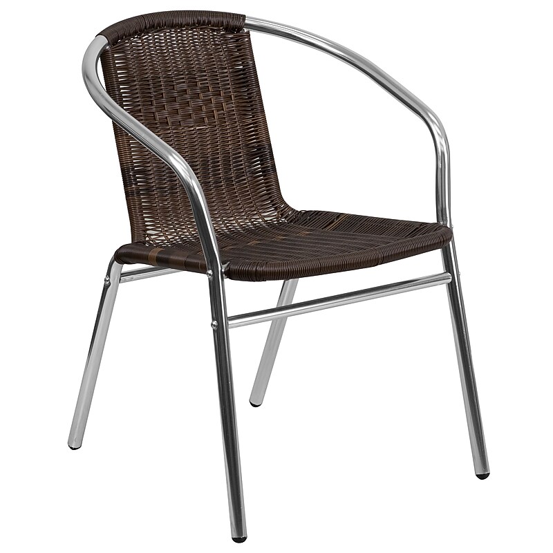 Flash Furniture Lila Contemporary Aluminum/Rattan Dining Chair, Dark Brown (TLH020) image 1