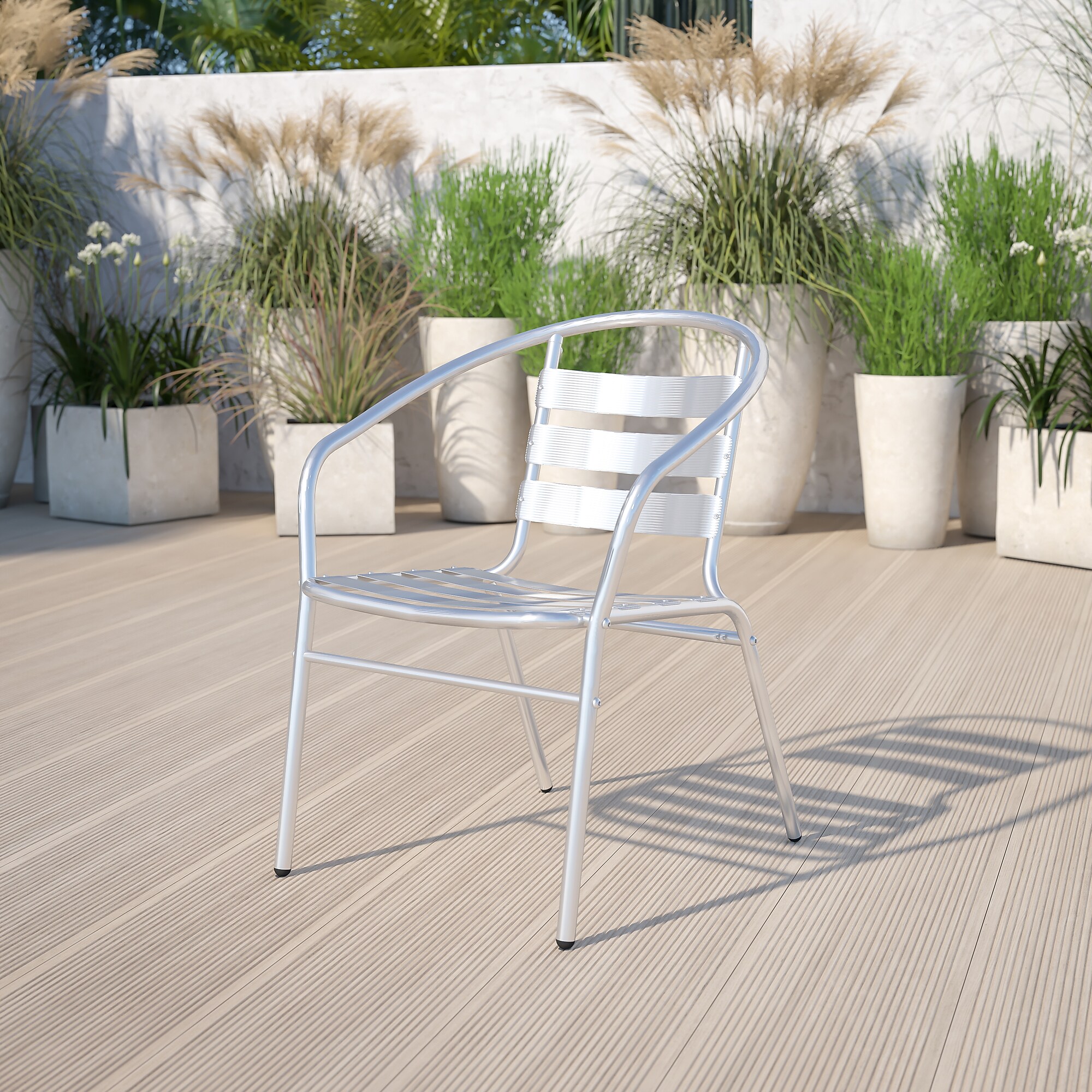 Flash Furniture Lila Contemporary Aluminum Dining Chair, Gray (TLH017B) Sansujyuku sansujyuku.com