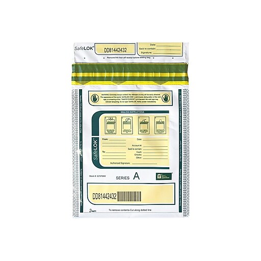 SafeLOK Series A Deposit Bag, White, 100/Pack (585089) Staples