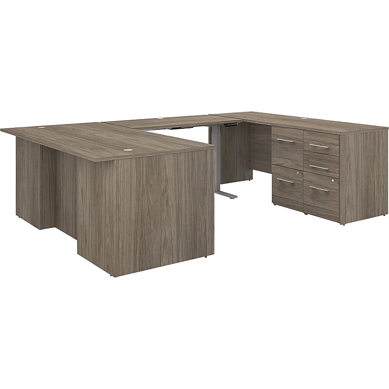 Bush Business Furniture Office 500 72"W Adjustable U-Shaped Executive Desk with Drawers, Modern Hickory (OF5005MHSU) image 1