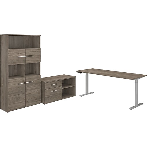 Bush Business Furniture Office 500 72"W Adjustable Desk with Storage and Bookcase, Modern