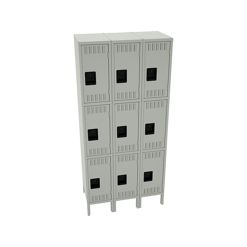 Tennsco 78" 3-Tier Three Wide Light Gray Storage Locker (TTS-121824-3-LGY) image 1