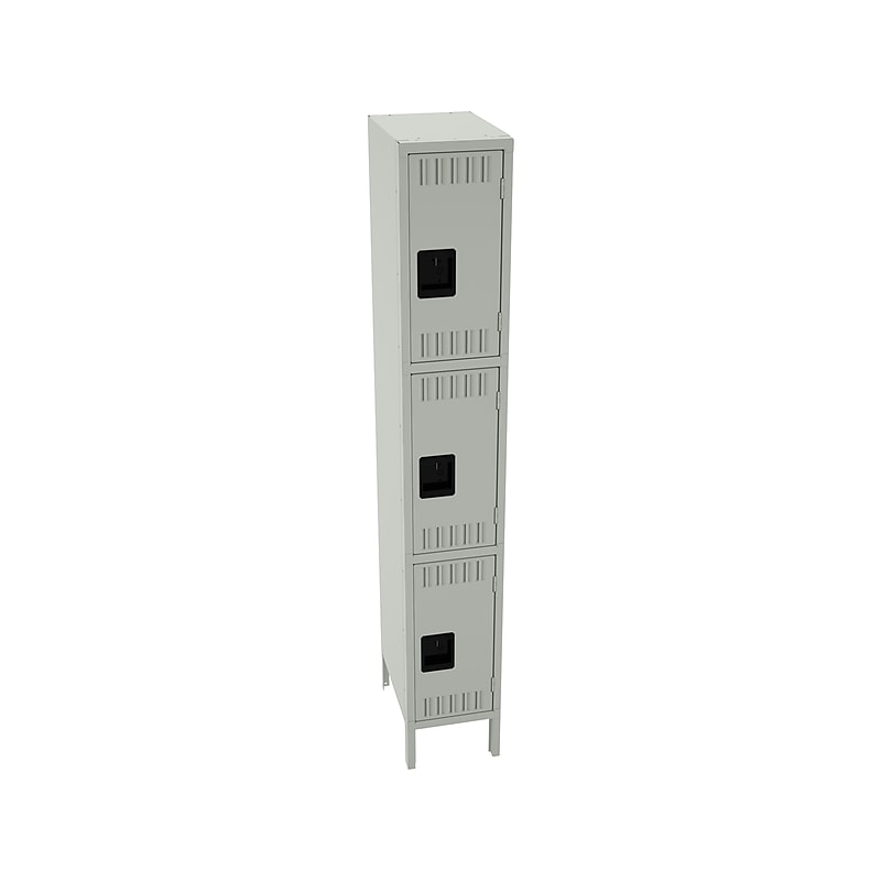 Tennsco 78" 3-Tier Light Gray Storage Locker (TTS-121824-1-LGY) image 1