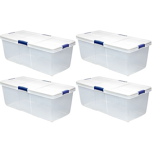 Hefty Storage Solutions 100 Qt. Latch Lid Storage Bin, Clear, 4/Case
