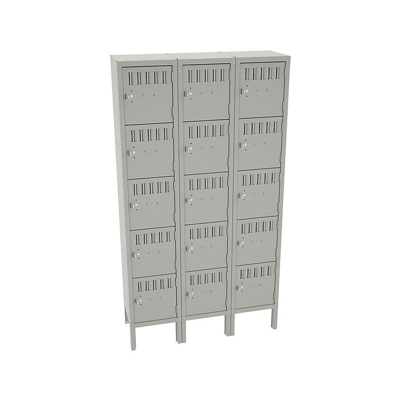 Tennsco 66" 5-Tier Three Wide Light Gray Storage Locker (BS5-121212-3-LGY) image 1