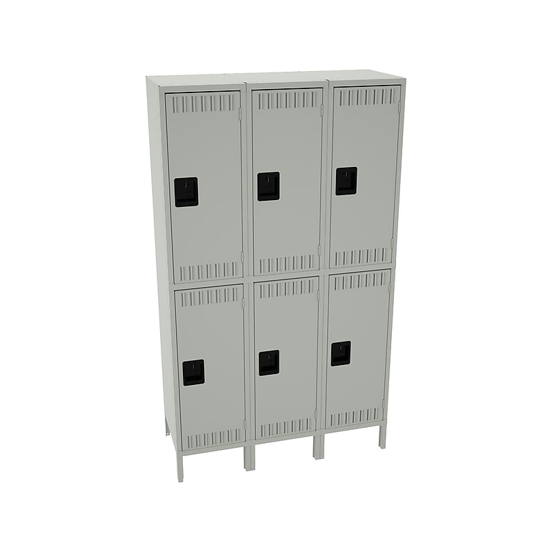 Tennsco 78" 2-Tier Three Wide Light Gray Storage Locker (DTS-151836-3-LGY) image 1